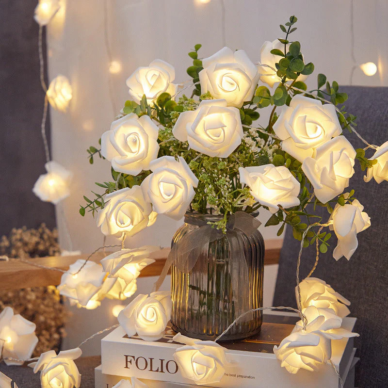 LED Rose Flower String Lights - Battery - Warm White (3m) - Image 3