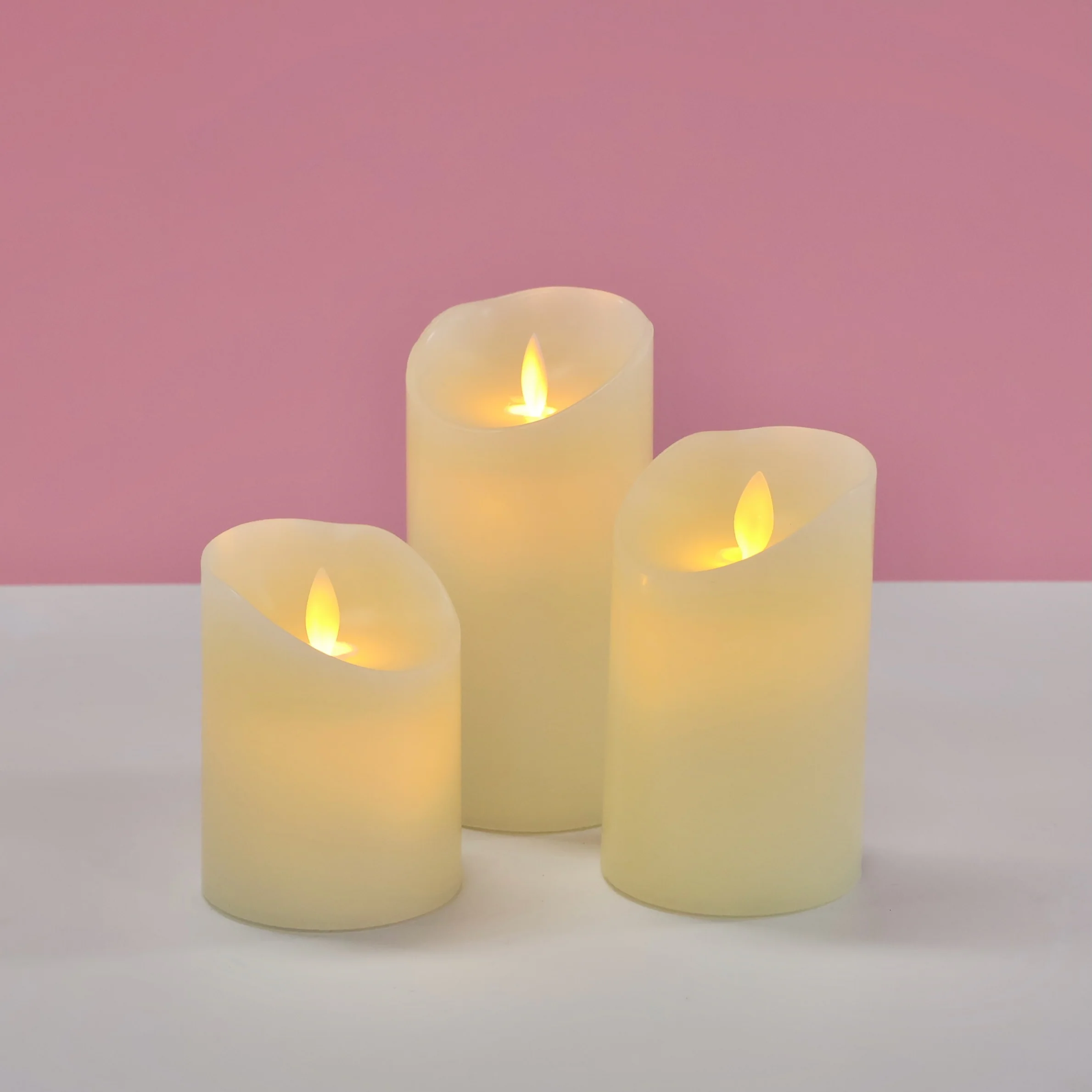 LED Flameless Flickering Wax Pillar Candle - Ivory (7.5x15cm) - Image 3