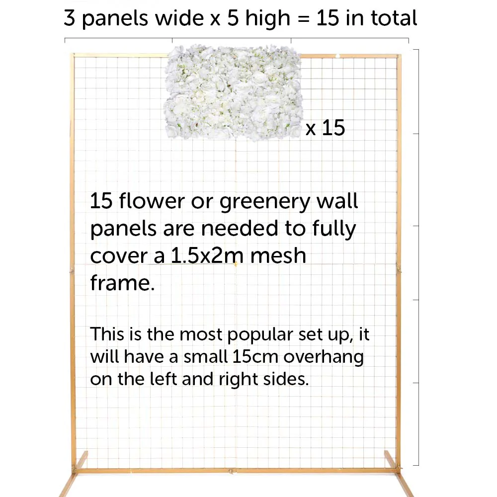 CLEARANCE Flower Wall Mesh Stand Frame - Square Edge - Gold (2mx1.5m) - Image 9