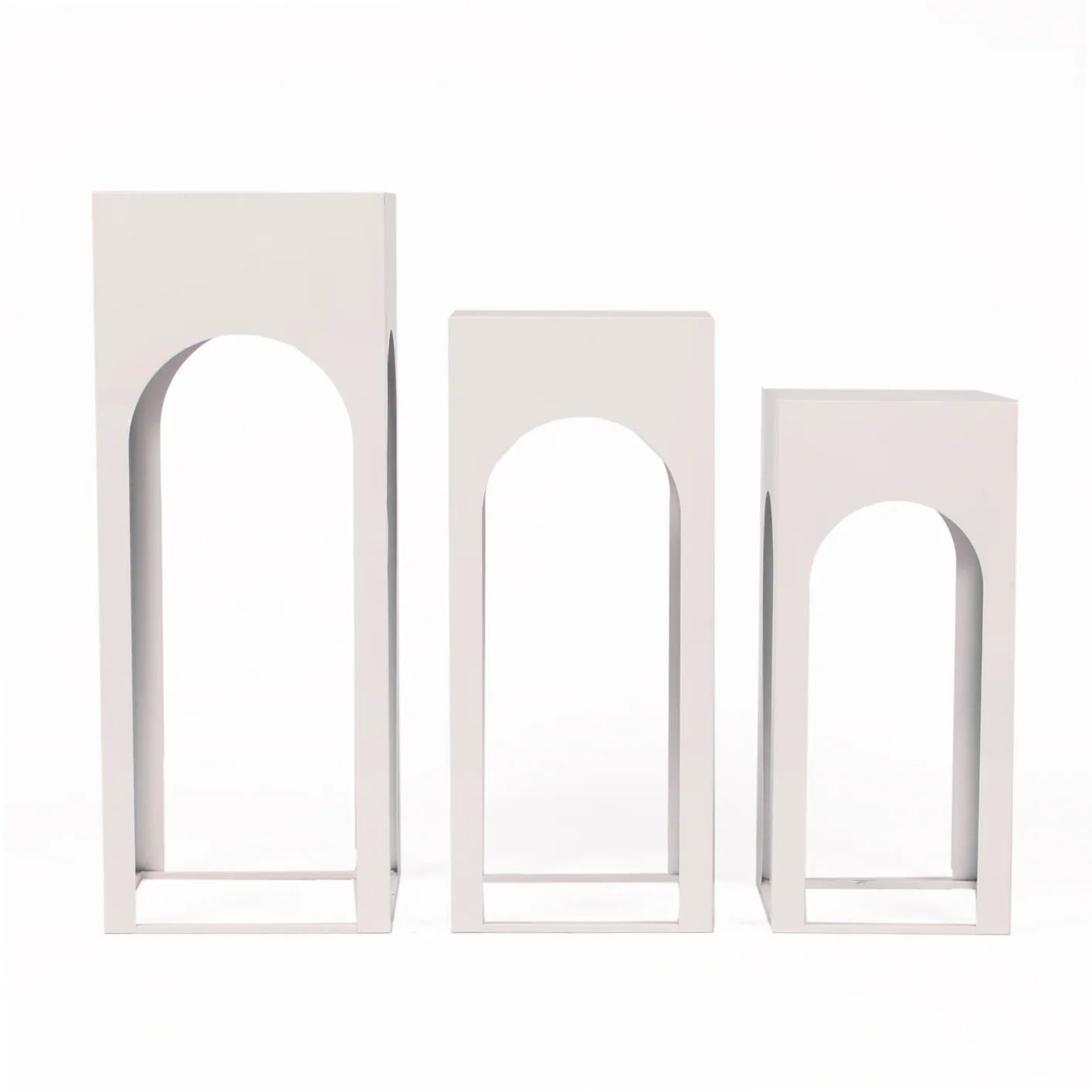 Arch Column Plinth Centrepiece Set - White (3pc)