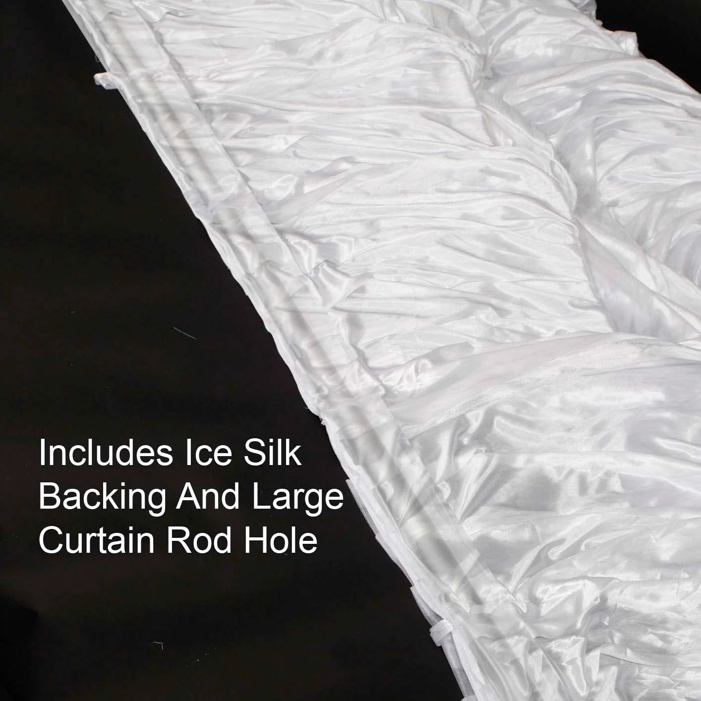Beauty Organza Backdrop Curtain with Ice Silk Satin Backing - White (3x3m) - Image 3