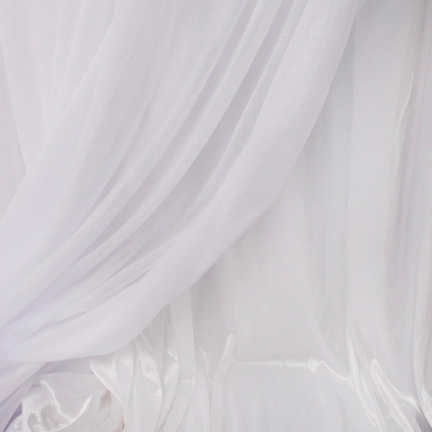 Beauty Organza Backdrop Curtain with Ice Silk Satin Backing - White (3x3m) - Image 4