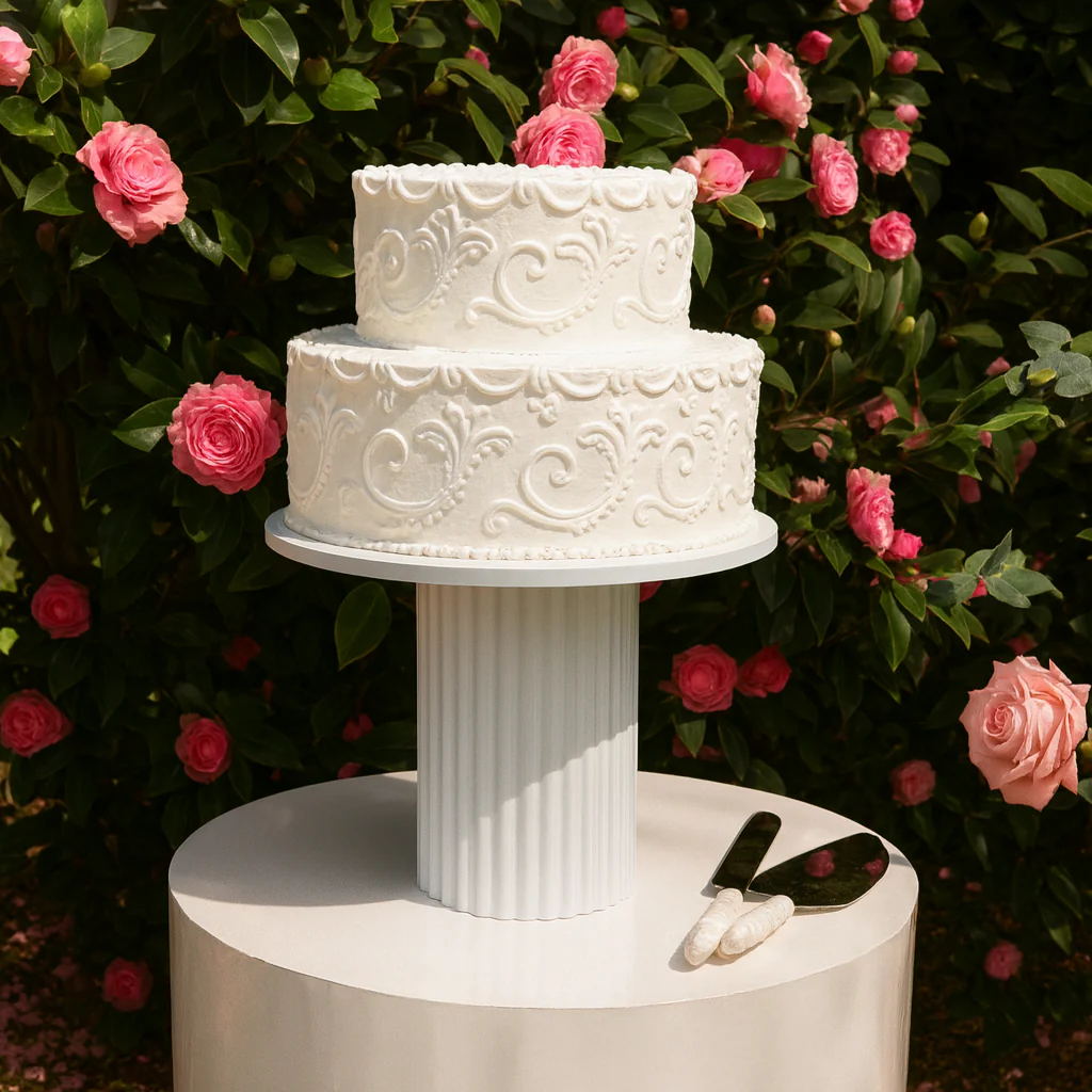 Cake Stand - Ribbed - White (25x20.5cm) - Image 2