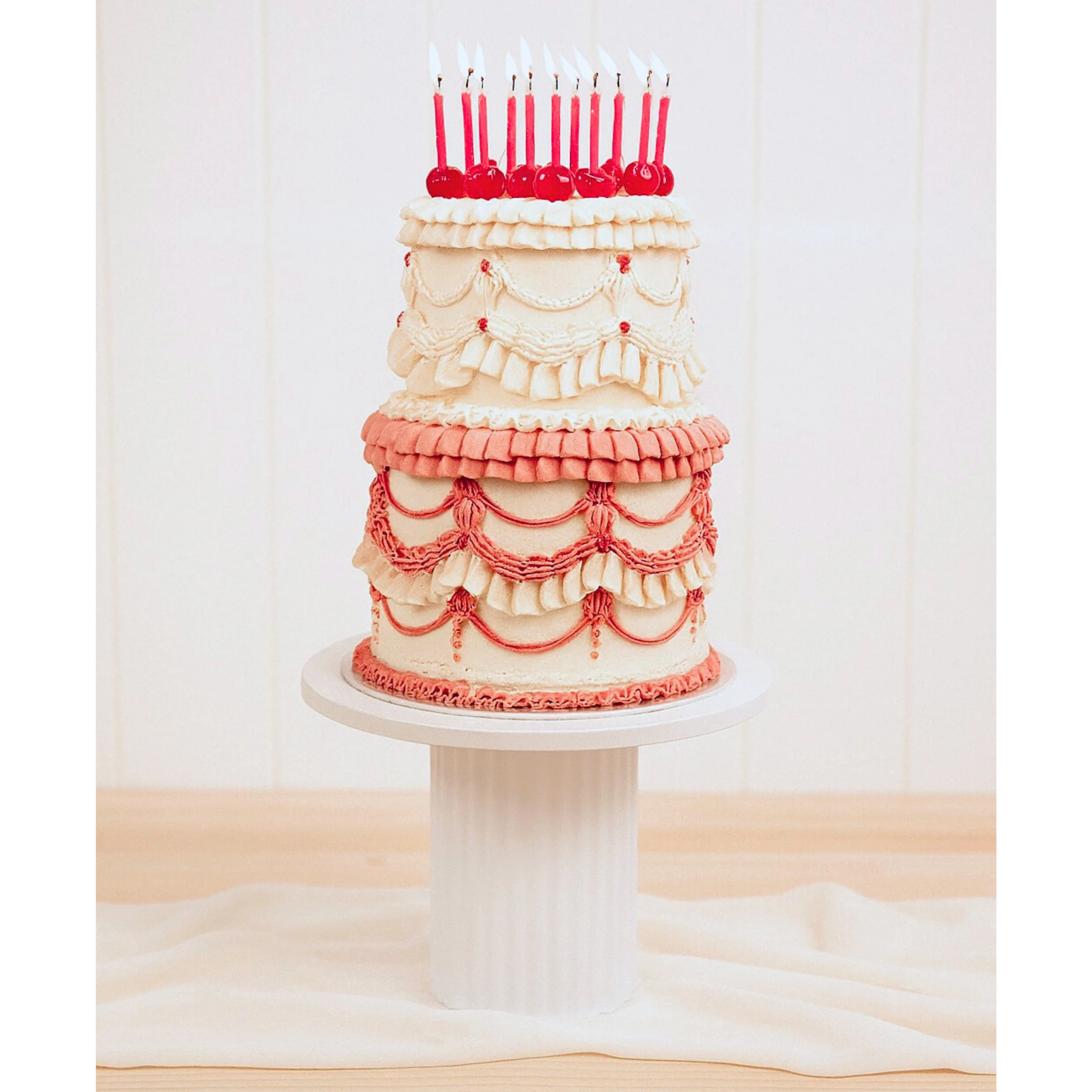 Cake Stand - Ribbed - White (25x20.5cm) - Image 3