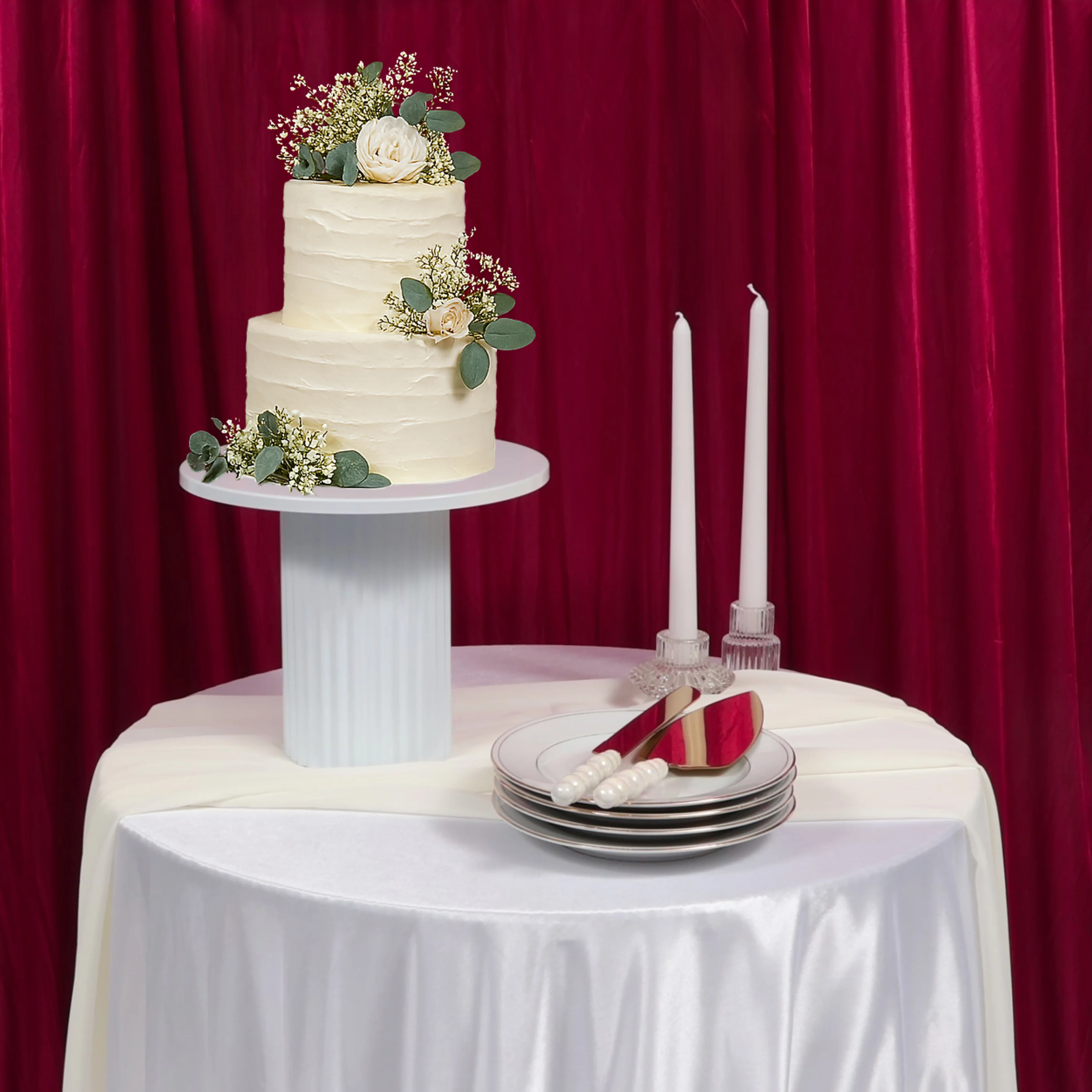Cake Stand - Ribbed - White (25x20.5cm) - Image 6