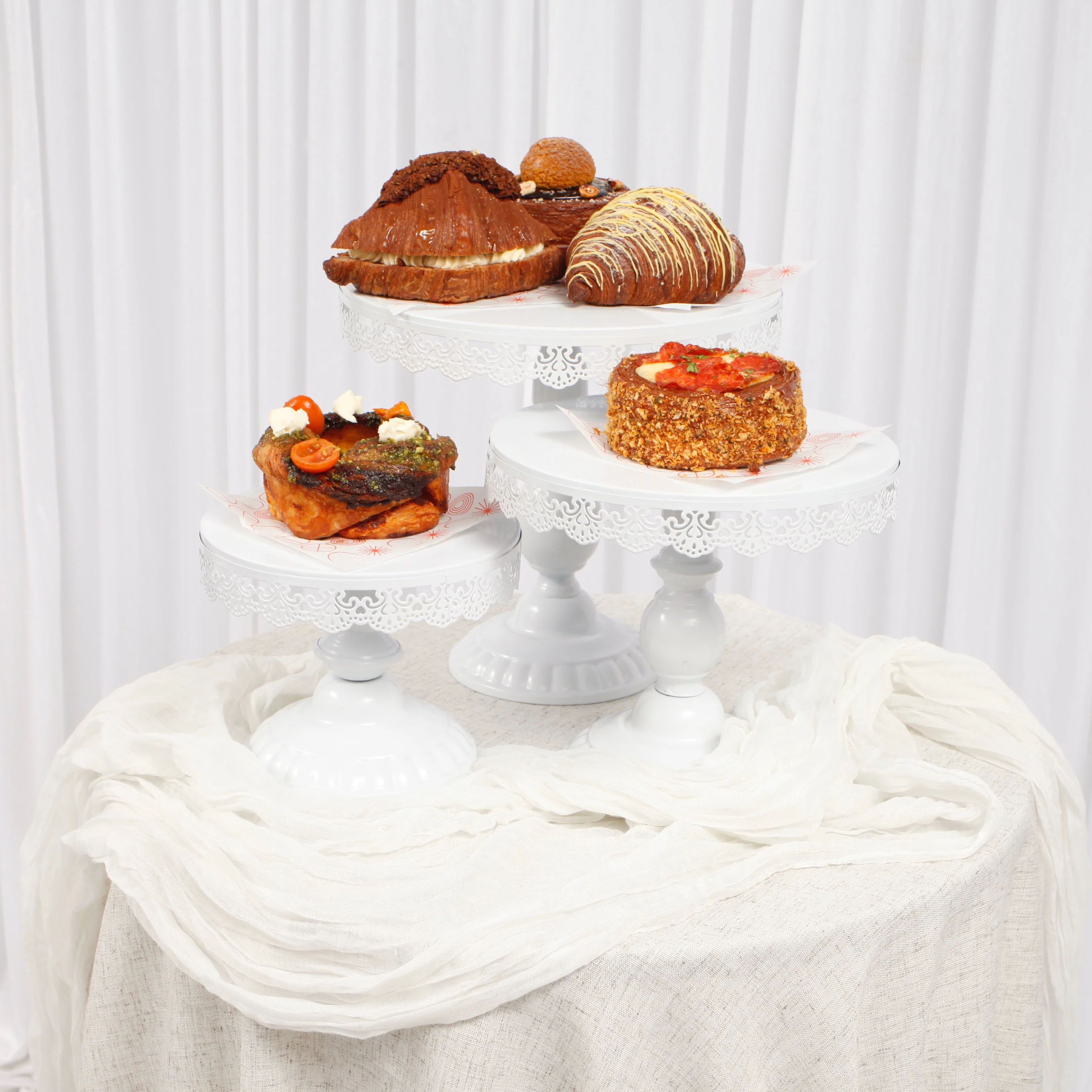 CLEARANCE Cake Stand Set - Vintage Lace - White (3pc)