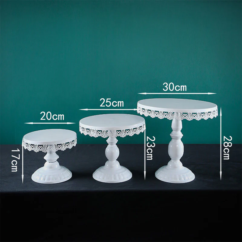 CLEARANCE Cake Stand Set - Vintage Lace - White (3pc) - Image 5