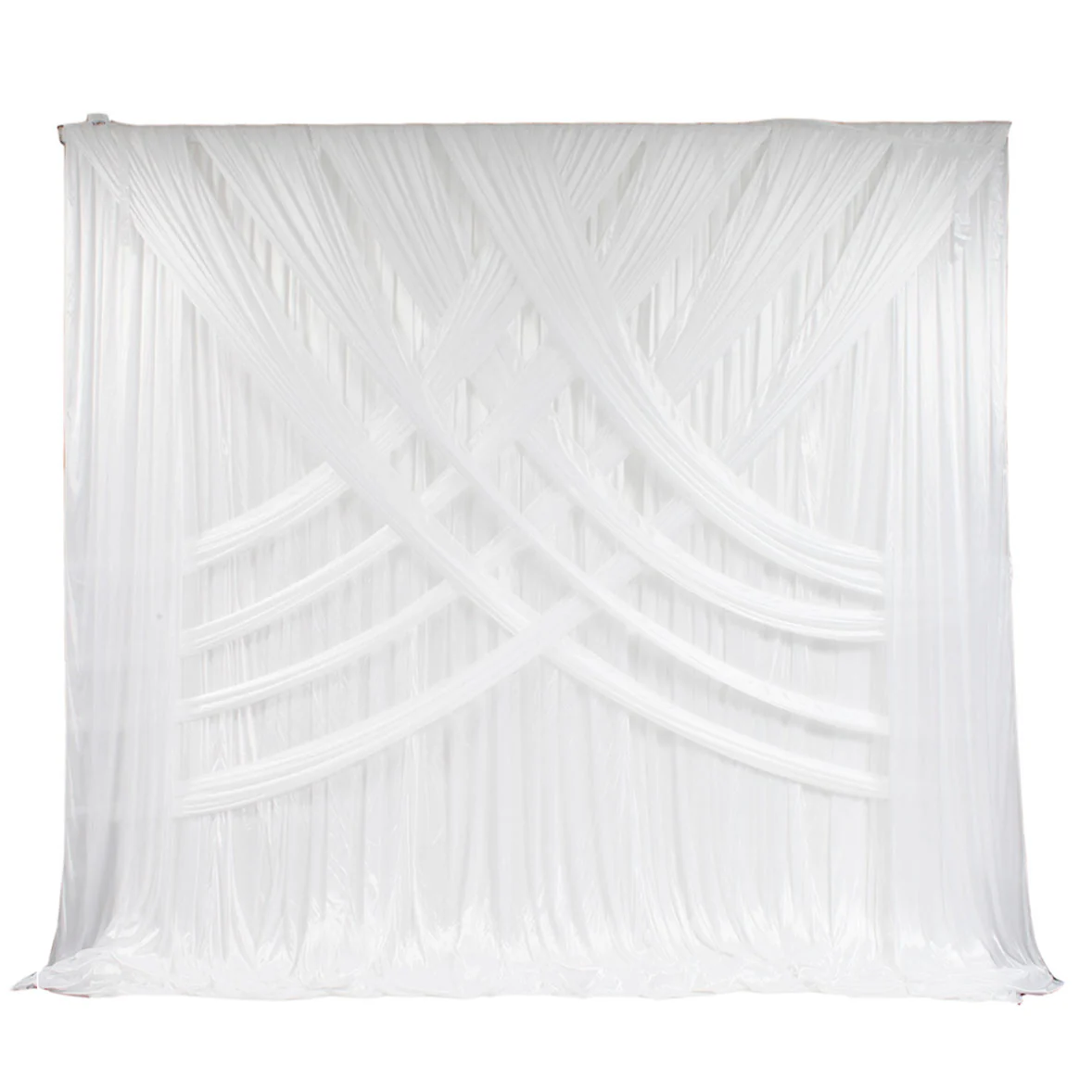 Ice Silk Satin Cross Drape Backdrop - White (3x3m)