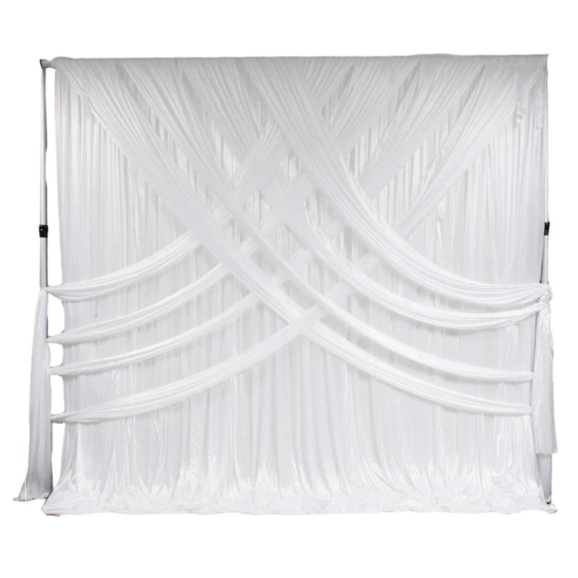 Ice Silk Satin Cross Drape Backdrop - White (3x3m) - Image 3