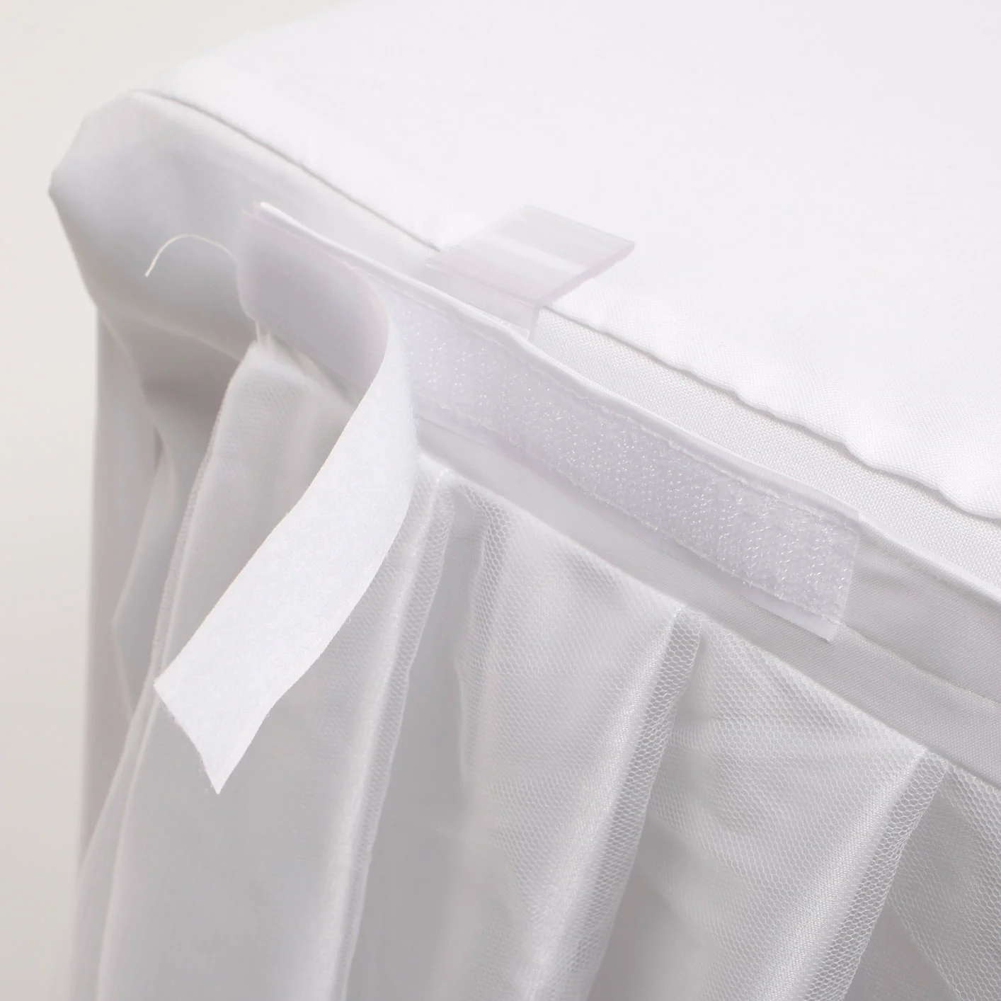 Tulle and Ice Silk Layered Table Skirting + BONUS Clips - White (3m) - Image 3