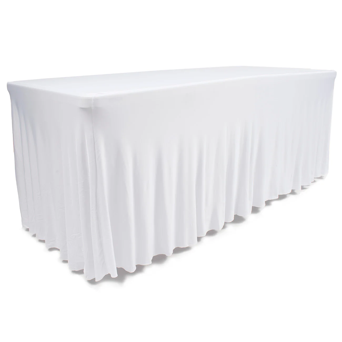 Lycra Fitted Tablecloth with Skirting - White (6ft)