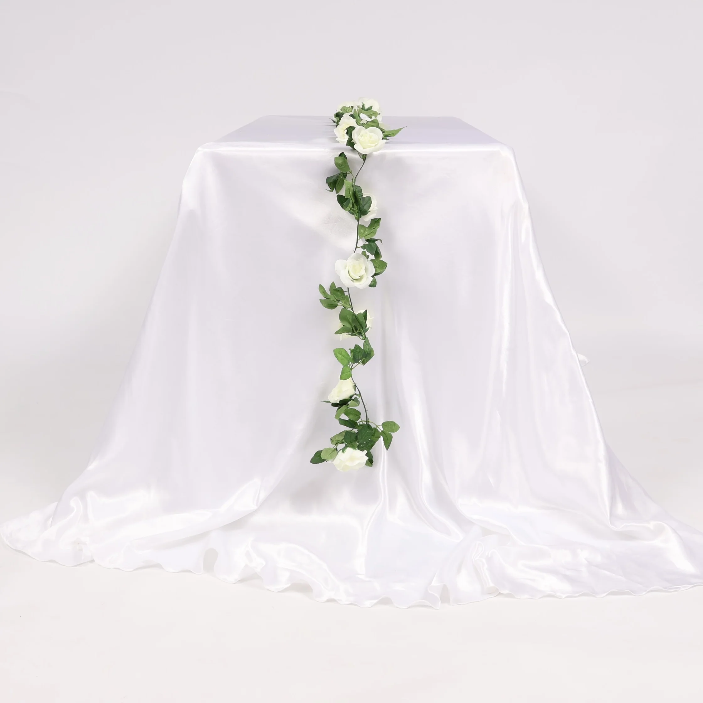 Rose Artificial Flower Vine - 6cm Head - White (2.2m) - Image 2