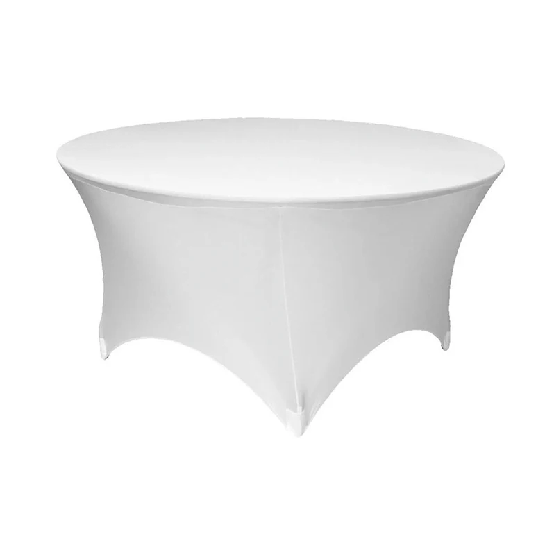 Round Lycra Fitted Tablecloth - White (6ft)