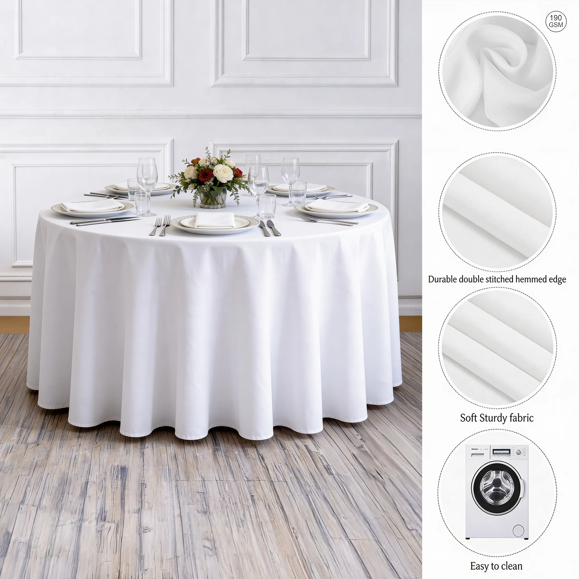 Round Tablecloth - White (150cm) - Image 2