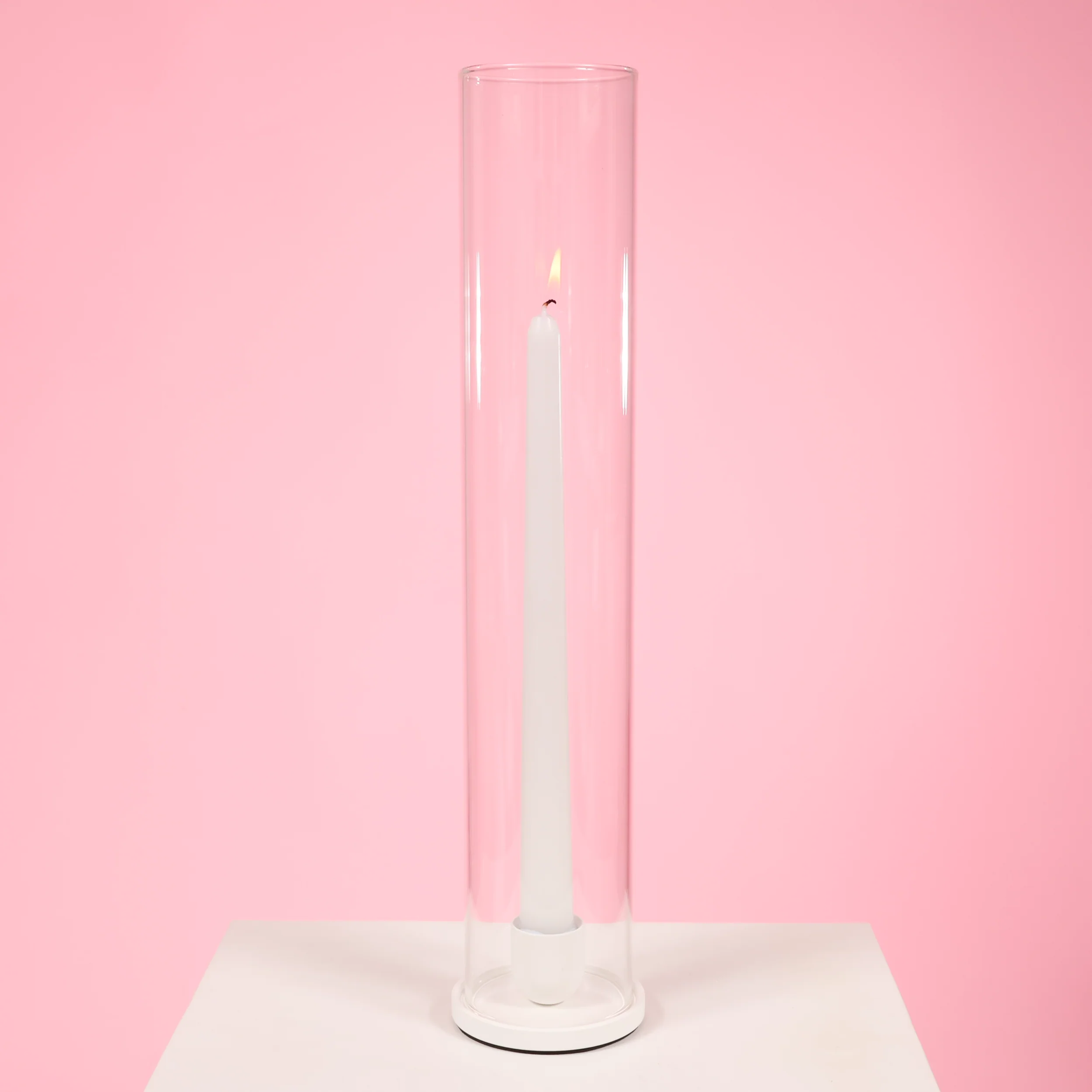 White Taper Candles, Metal Holders & Glass Sleeves Package (Set of 8) - Image 3
